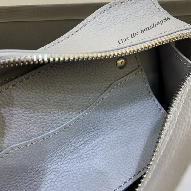Balenciaga專櫃爆款荔枝紋淺灰色手袋手提包 638512 巴黎世家小號Neo Classic機車包 fyj1440